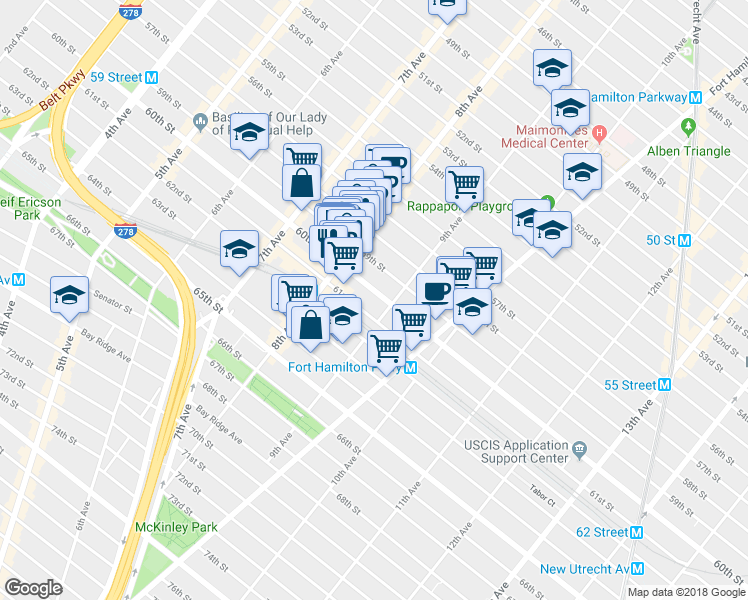 map of restaurants, bars, coffee shops, grocery stores, and more near 833 60th Street in Brooklyn
