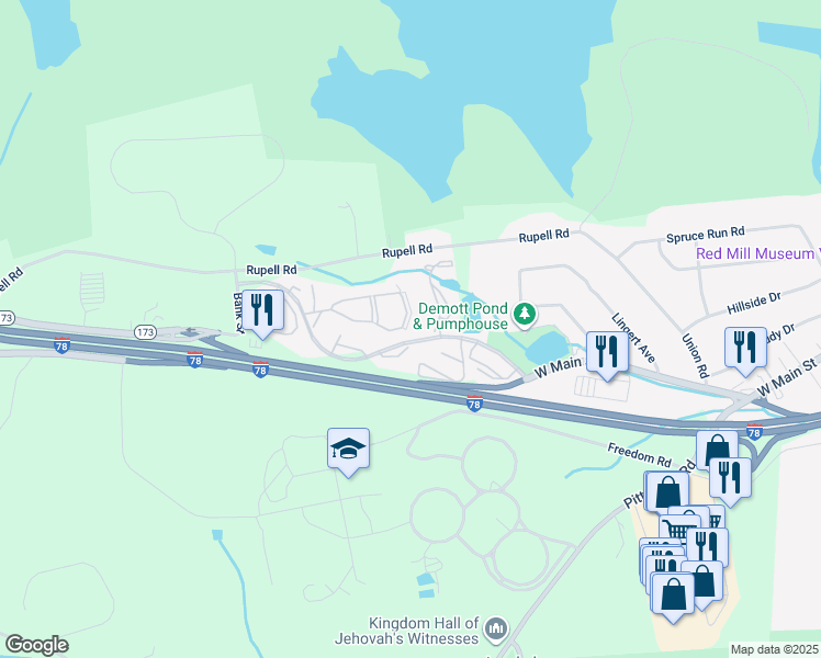 map of restaurants, bars, coffee shops, grocery stores, and more near 78 Overlook Drive in Clinton