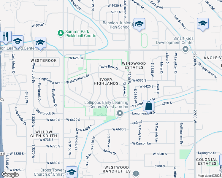 map of restaurants, bars, coffee shops, grocery stores, and more near 6438 McKinley Lane in Taylorsville