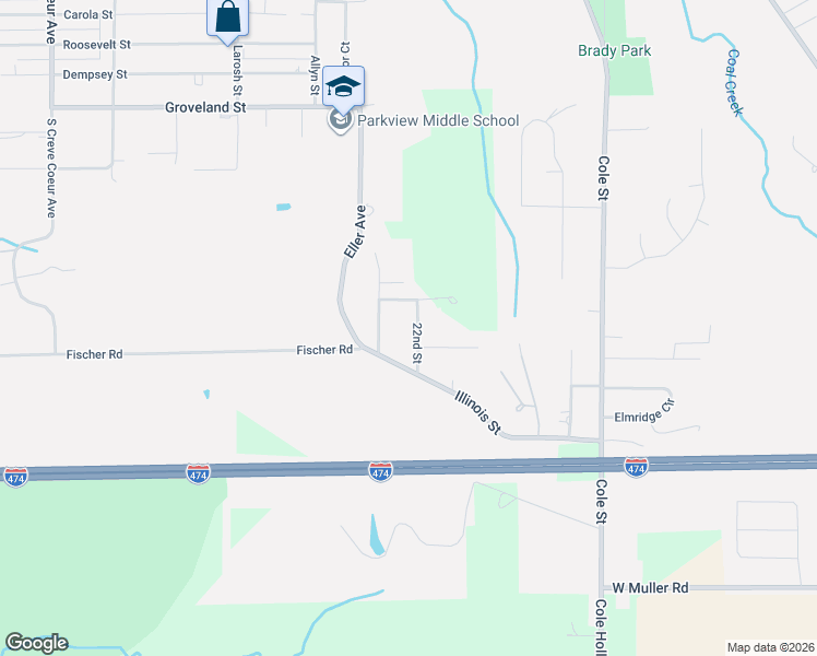 map of restaurants, bars, coffee shops, grocery stores, and more near 101-125 22nd Street in East Peoria