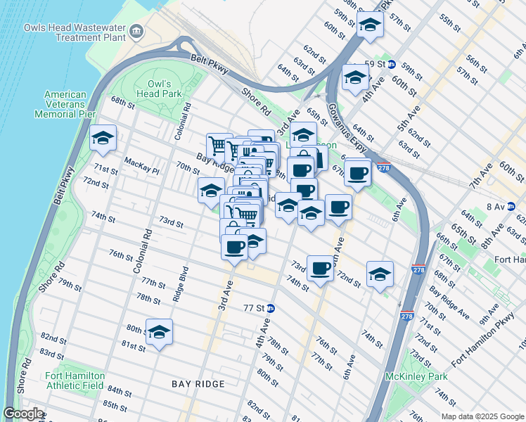 map of restaurants, bars, coffee shops, grocery stores, and more near 320 Ovington Avenue in Brooklyn