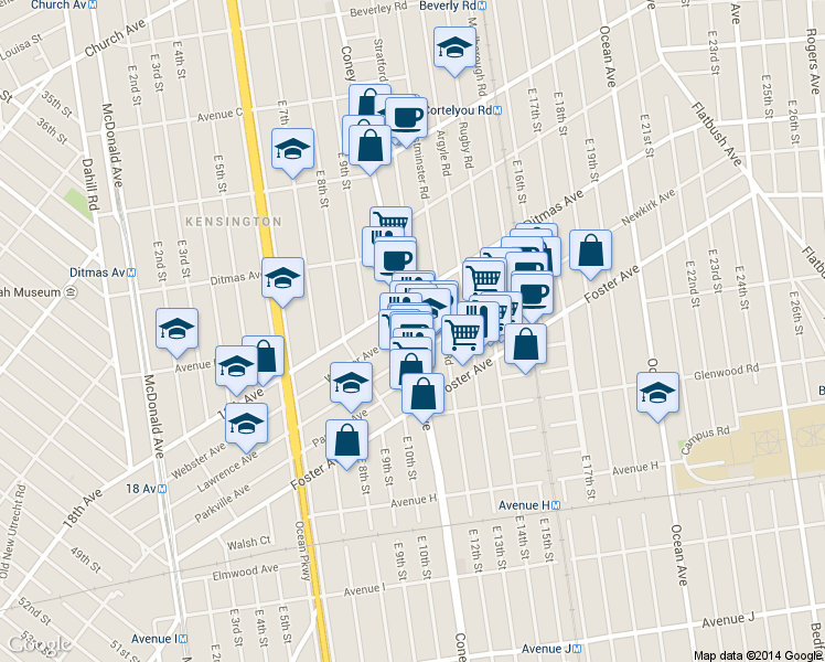map of restaurants, bars, coffee shops, grocery stores, and more near in Brooklyn