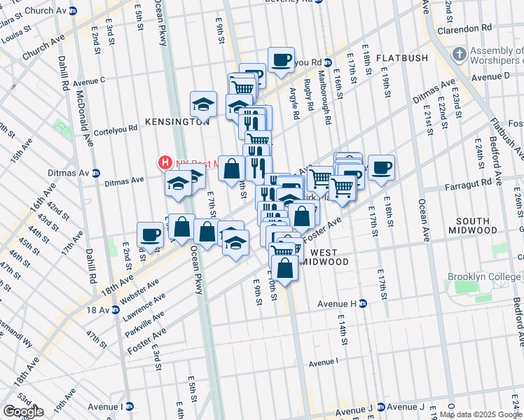 map of restaurants, bars, coffee shops, grocery stores, and more near in Brooklyn
