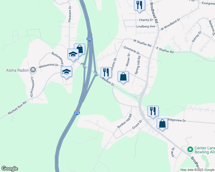 map of restaurants, bars, coffee shops, grocery stores, and more near 137 Pleasant Drive in Aliquippa