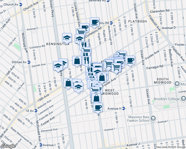 map of restaurants, bars, coffee shops, grocery stores, and more near in Brooklyn