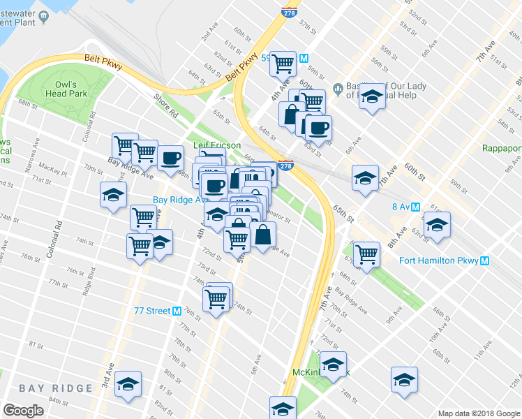 map of restaurants, bars, coffee shops, grocery stores, and more near in Brooklyn