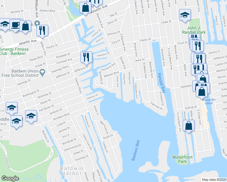 map of restaurants, bars, coffee shops, grocery stores, and more near 260 Meister Boulevard in Freeport