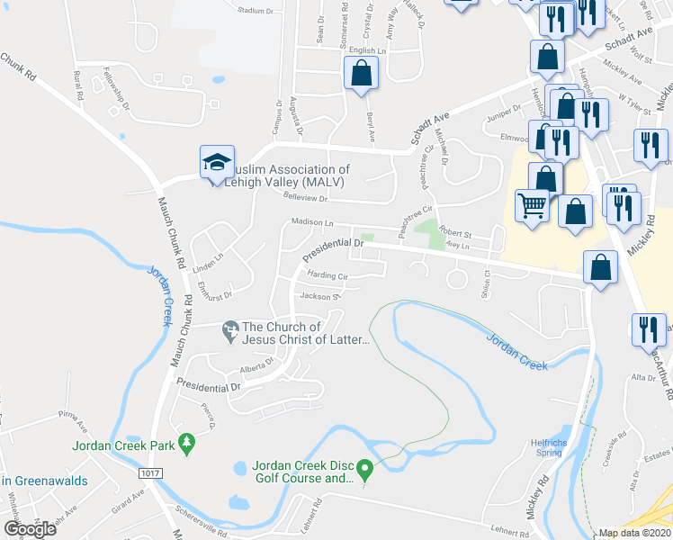map of restaurants, bars, coffee shops, grocery stores, and more near 1653 Harding Circle in Fullerton