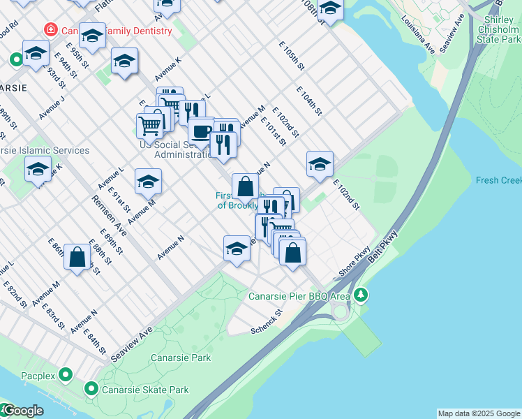 map of restaurants, bars, coffee shops, grocery stores, and more near in Brooklyn