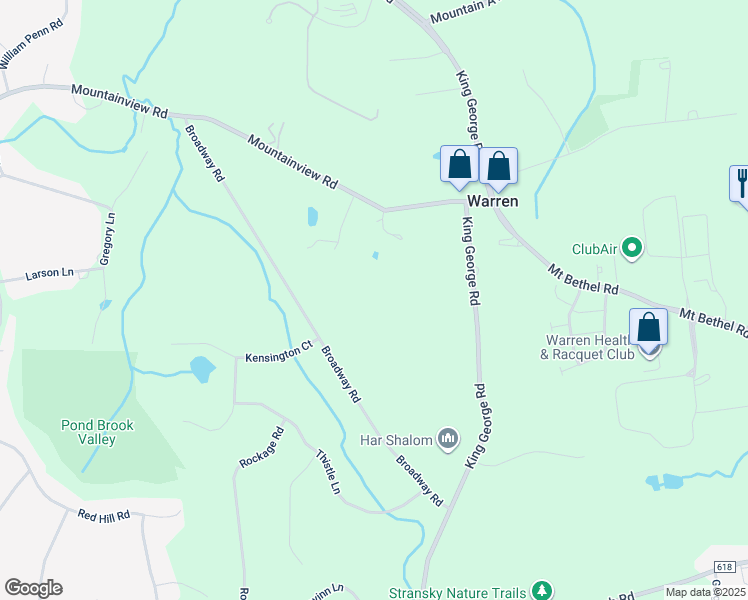 map of restaurants, bars, coffee shops, grocery stores, and more near 57 Mount Bethel Road in Warren