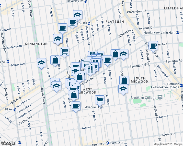 map of restaurants, bars, coffee shops, grocery stores, and more near in Brooklyn