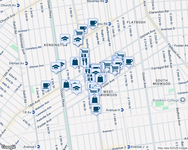 map of restaurants, bars, coffee shops, grocery stores, and more near in Brooklyn