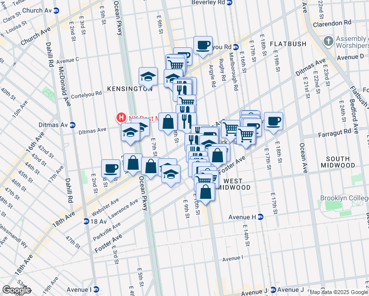 map of restaurants, bars, coffee shops, grocery stores, and more near in Brooklyn