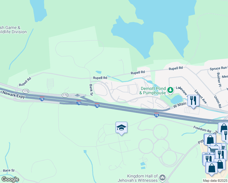 map of restaurants, bars, coffee shops, grocery stores, and more near 15 Westway in Clinton