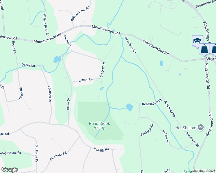 map of restaurants, bars, coffee shops, grocery stores, and more near 30 Gregory Lane in Warren