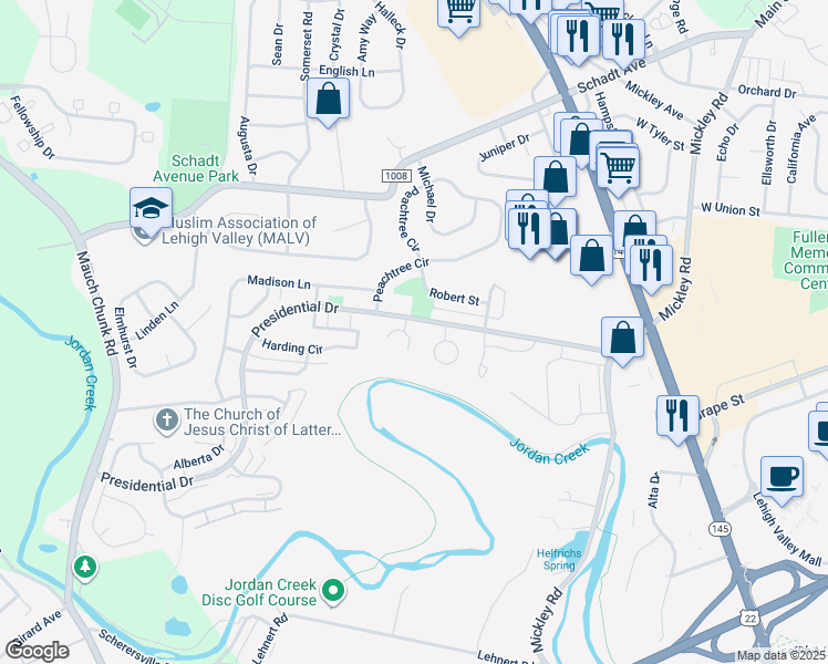 map of restaurants, bars, coffee shops, grocery stores, and more near 169 Johnson Court in Fullerton
