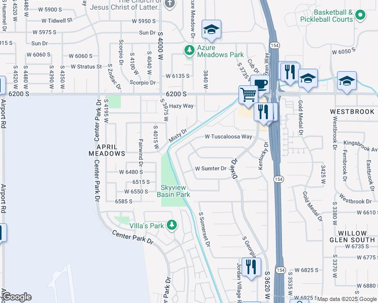 map of restaurants, bars, coffee shops, grocery stores, and more near 3896 West Atmore Road in West Jordan