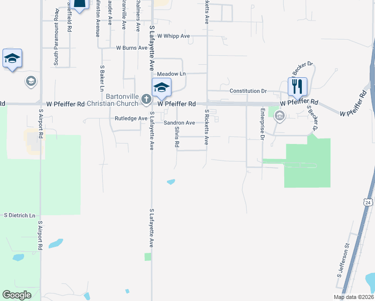 map of restaurants, bars, coffee shops, grocery stores, and more near 4631 W Crystal Ave in Bartonville
