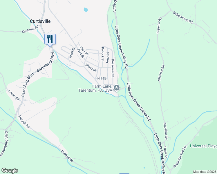 map of restaurants, bars, coffee shops, grocery stores, and more near 577 Benjamin Street in Tarentum