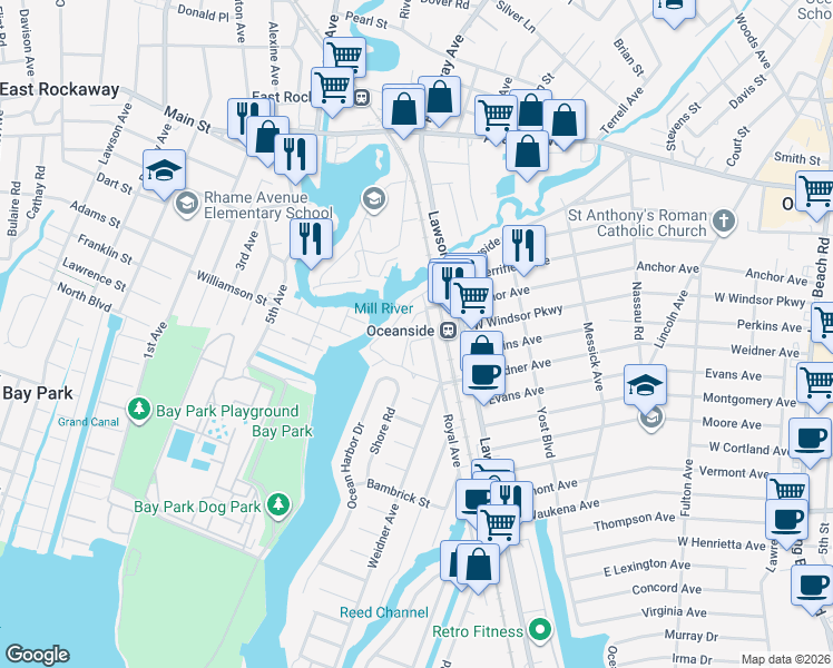 map of restaurants, bars, coffee shops, grocery stores, and more near 470 Union Place in Oceanside