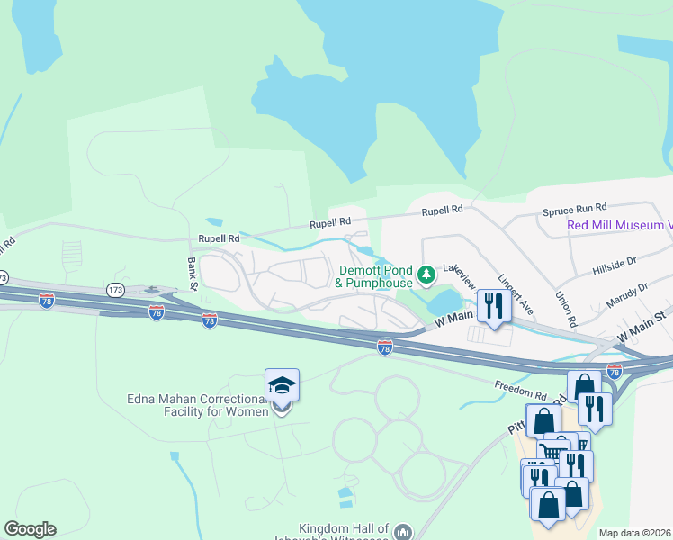 map of restaurants, bars, coffee shops, grocery stores, and more near 74 Overlook Drive in Clinton