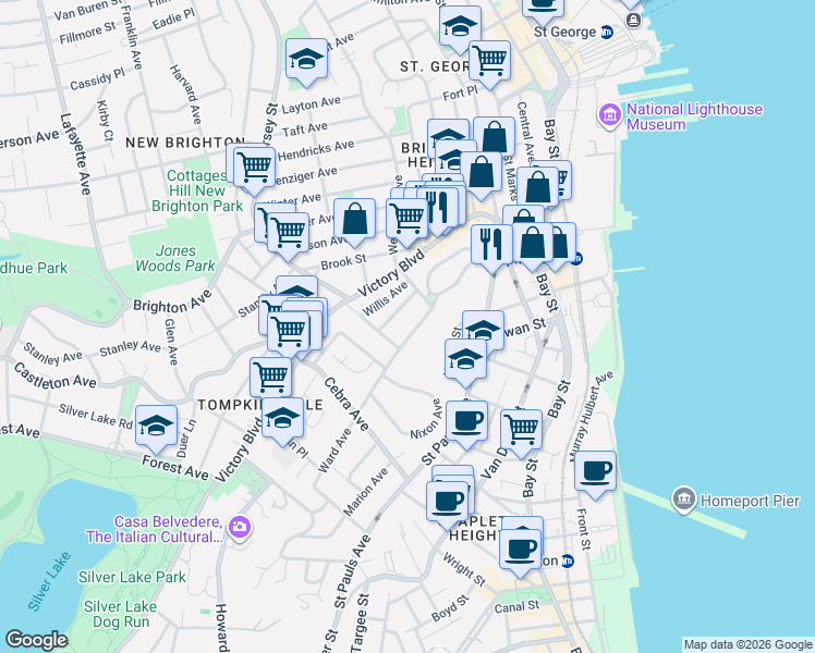 map of restaurants, bars, coffee shops, grocery stores, and more near 38 Edgar Terrace in Staten Island