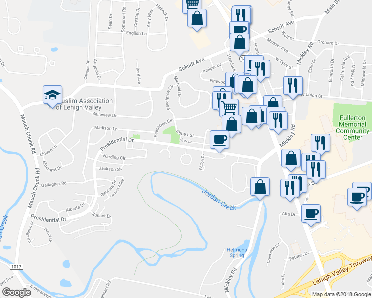 map of restaurants, bars, coffee shops, grocery stores, and more near 15 Eisenhower Circle in Fullerton