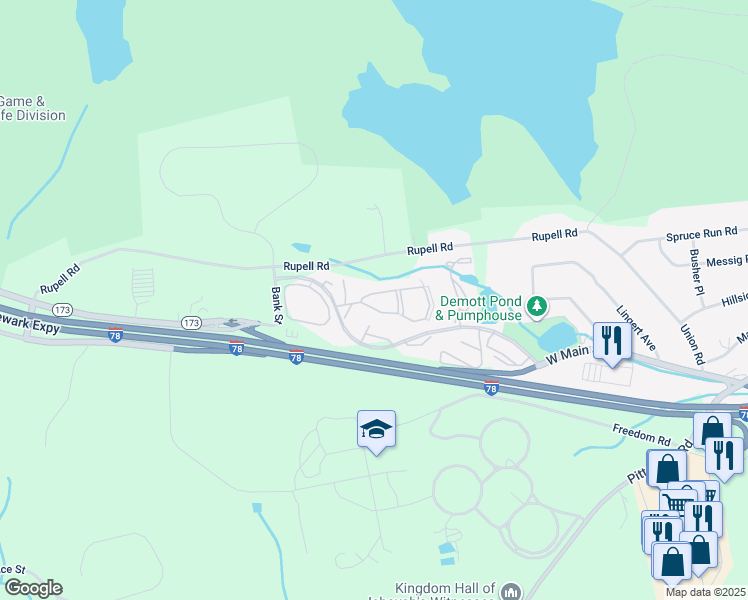map of restaurants, bars, coffee shops, grocery stores, and more near 140 Overlook Drive in Clinton