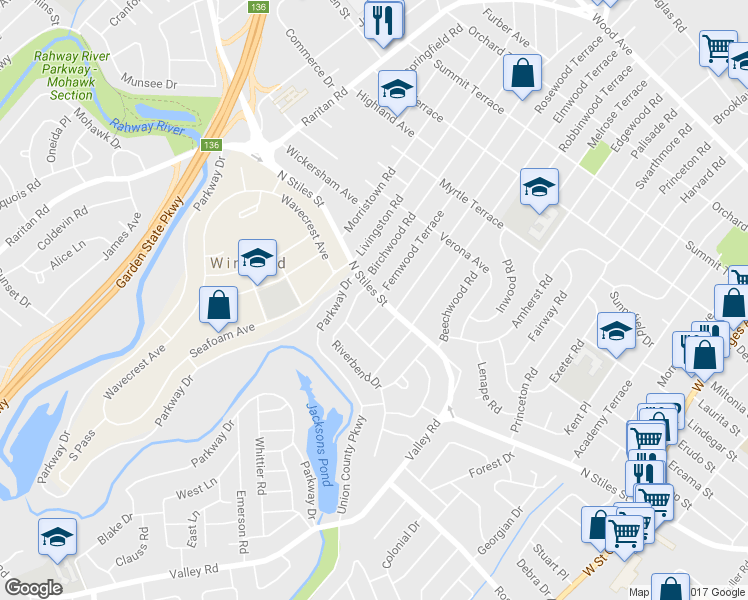 map of restaurants, bars, coffee shops, grocery stores, and more near 700 Midvale Place in Linden