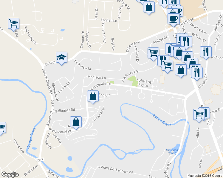 map of restaurants, bars, coffee shops, grocery stores, and more near 8 Lincoln Place in Fullerton