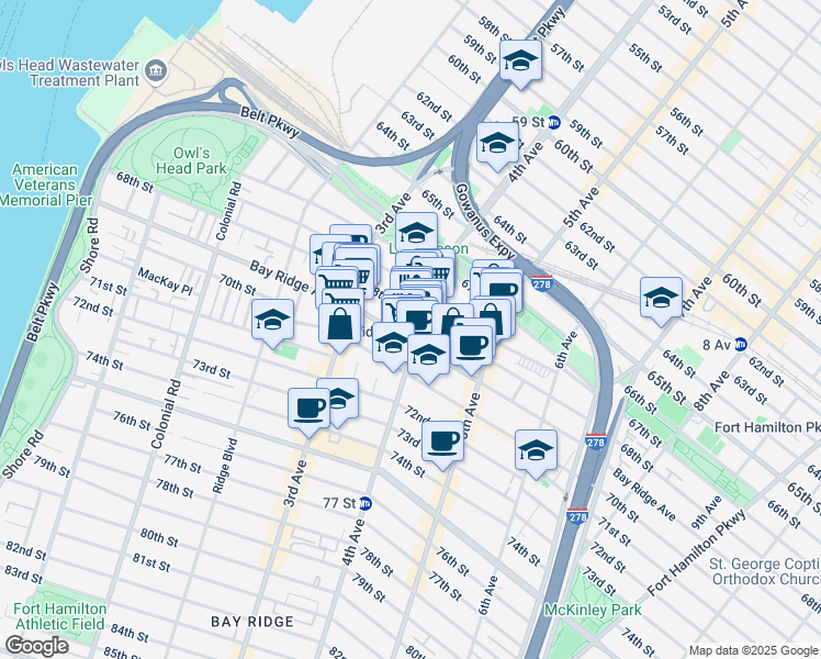 map of restaurants, bars, coffee shops, grocery stores, and more near 6816 4th Avenue in Brooklyn