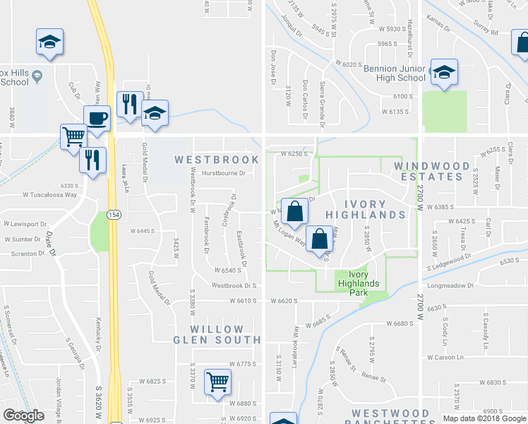 map of restaurants, bars, coffee shops, grocery stores, and more near 6230 3200 West in Taylorsville