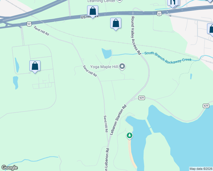 map of restaurants, bars, coffee shops, grocery stores, and more near 28 Sand Hill Road in Hunterdon County