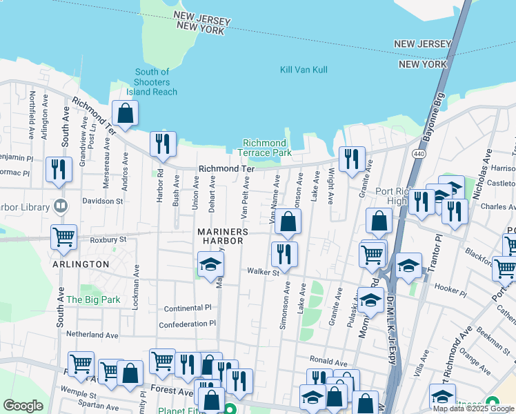 map of restaurants, bars, coffee shops, grocery stores, and more near 20 Noah Court in Staten Island