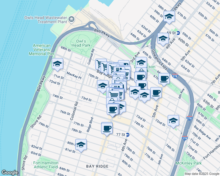 map of restaurants, bars, coffee shops, grocery stores, and more near 234 Ovington Avenue in Brooklyn