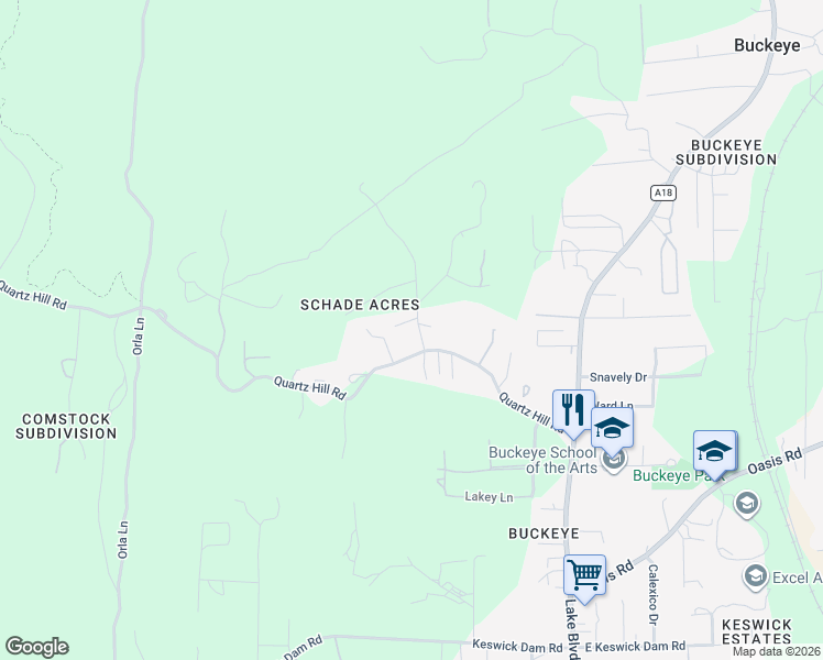 map of restaurants, bars, coffee shops, grocery stores, and more near 1934 Herbscenta Lane in Redding