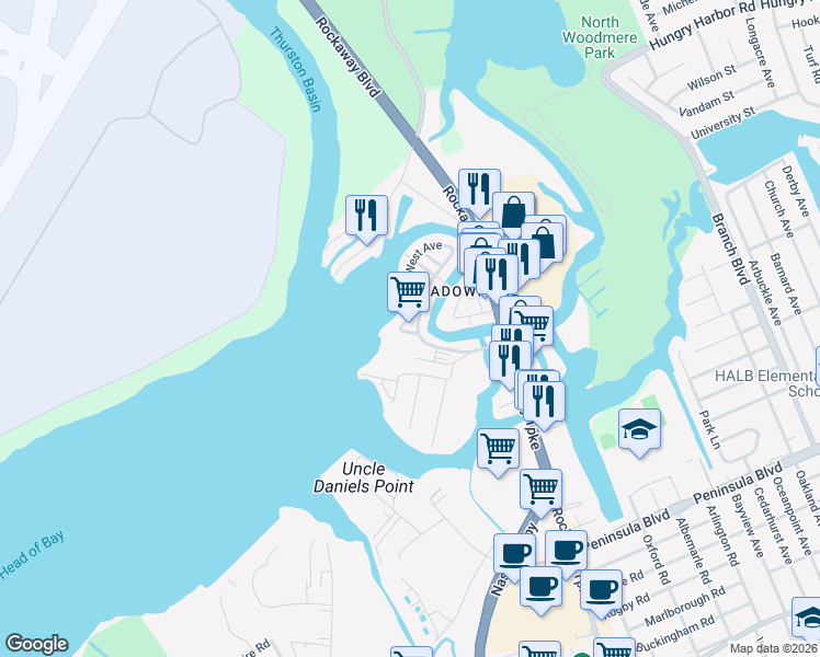 map of restaurants, bars, coffee shops, grocery stores, and more near 41 Lawrence Avenue in Lawrence