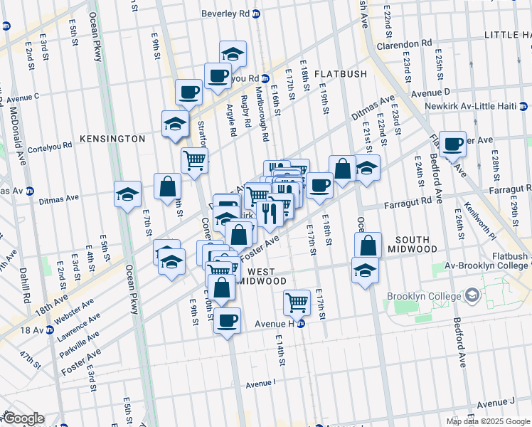 map of restaurants, bars, coffee shops, grocery stores, and more near in Brooklyn