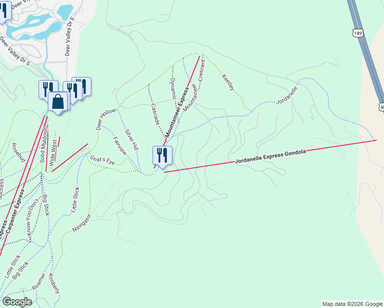 map of restaurants, bars, coffee shops, grocery stores, and more near 10399 Summit View Drive in Park City