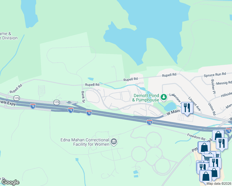 map of restaurants, bars, coffee shops, grocery stores, and more near 140 Overlook Drive in Clinton