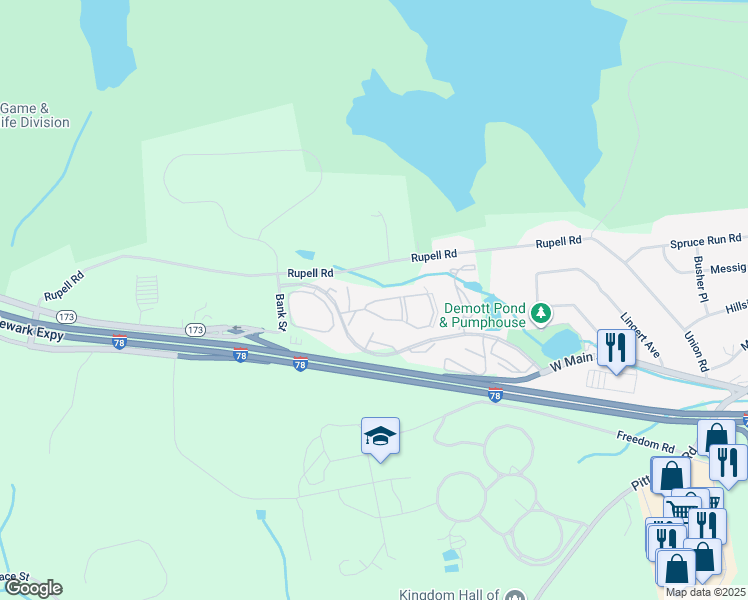 map of restaurants, bars, coffee shops, grocery stores, and more near 140 Overlook Drive in Clinton