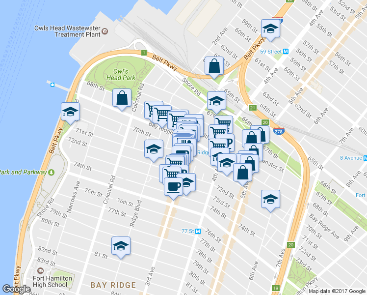 map of restaurants, bars, coffee shops, grocery stores, and more near 6928 3rd Avenue in Brooklyn