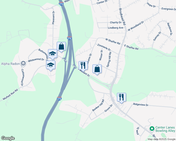 map of restaurants, bars, coffee shops, grocery stores, and more near 137 Pleasant Drive in Aliquippa