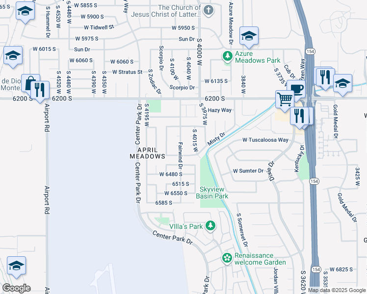 map of restaurants, bars, coffee shops, grocery stores, and more near 6377 Fairwind Drive in Taylorsville