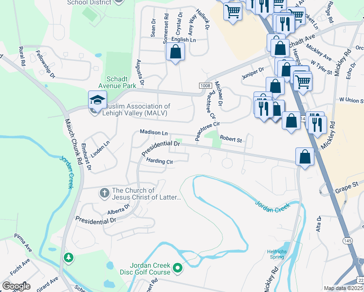 map of restaurants, bars, coffee shops, grocery stores, and more near 15 Lincoln Place in Fullerton