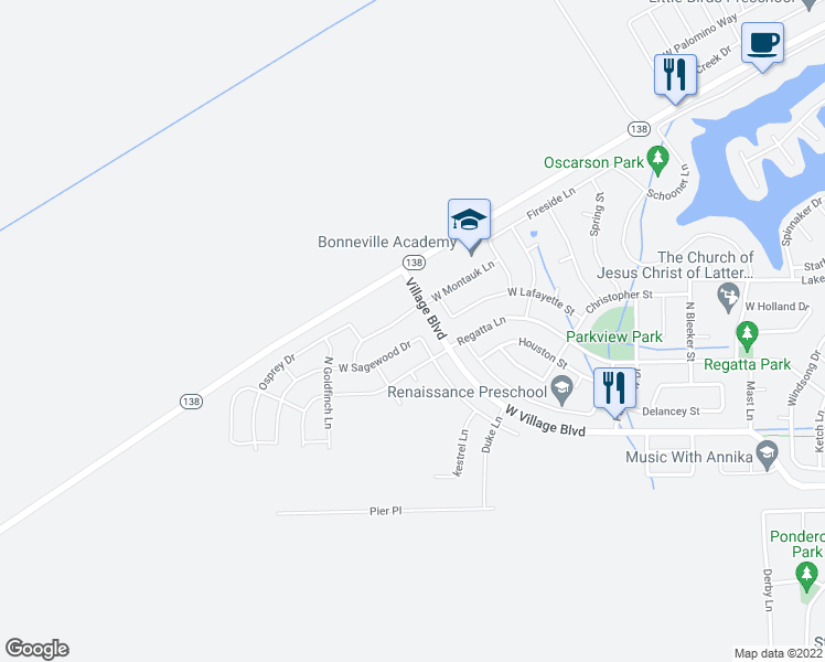 map of restaurants, bars, coffee shops, grocery stores, and more near 874 West Sagewood Drive in Stansbury Park