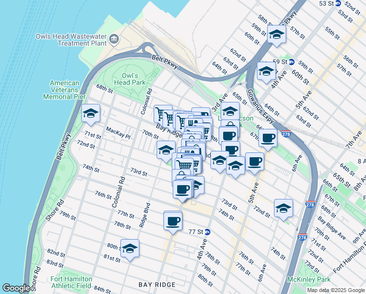 map of restaurants, bars, coffee shops, grocery stores, and more near 234 Ovington Avenue in Brooklyn