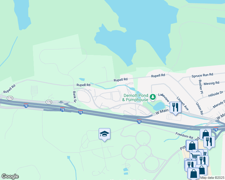 map of restaurants, bars, coffee shops, grocery stores, and more near 14 Crossway in Clinton