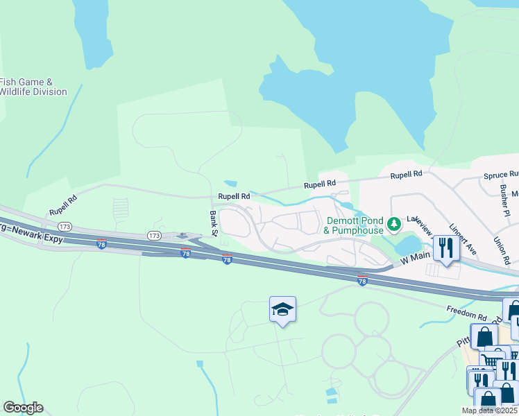 map of restaurants, bars, coffee shops, grocery stores, and more near 15 Westway in Clinton