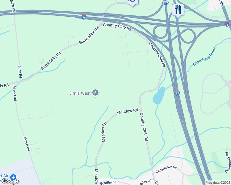 map of restaurants, bars, coffee shops, grocery stores, and more near 305 Country Club Road in Bedminster